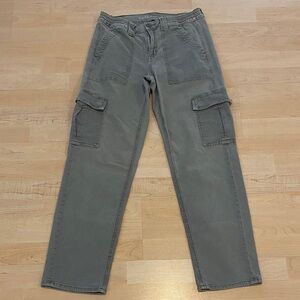 American Eagle Olive Green Gray Cargo Pants Size 4 Utility Casual Straight Leg